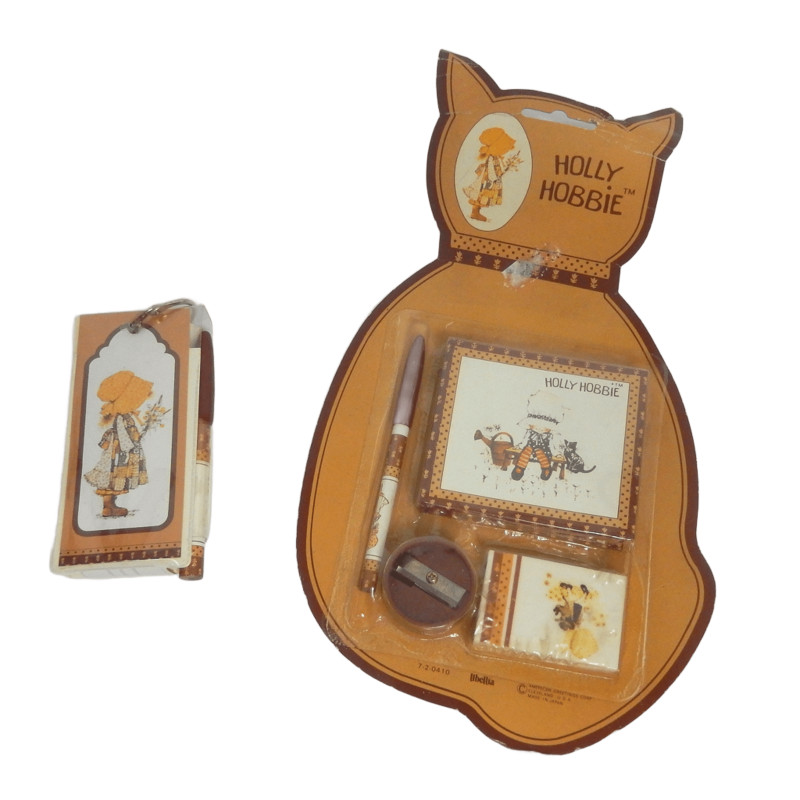 LOT ECRITURE HOLLY HOBBIE VINTAGE CRAYONS CARNETS...