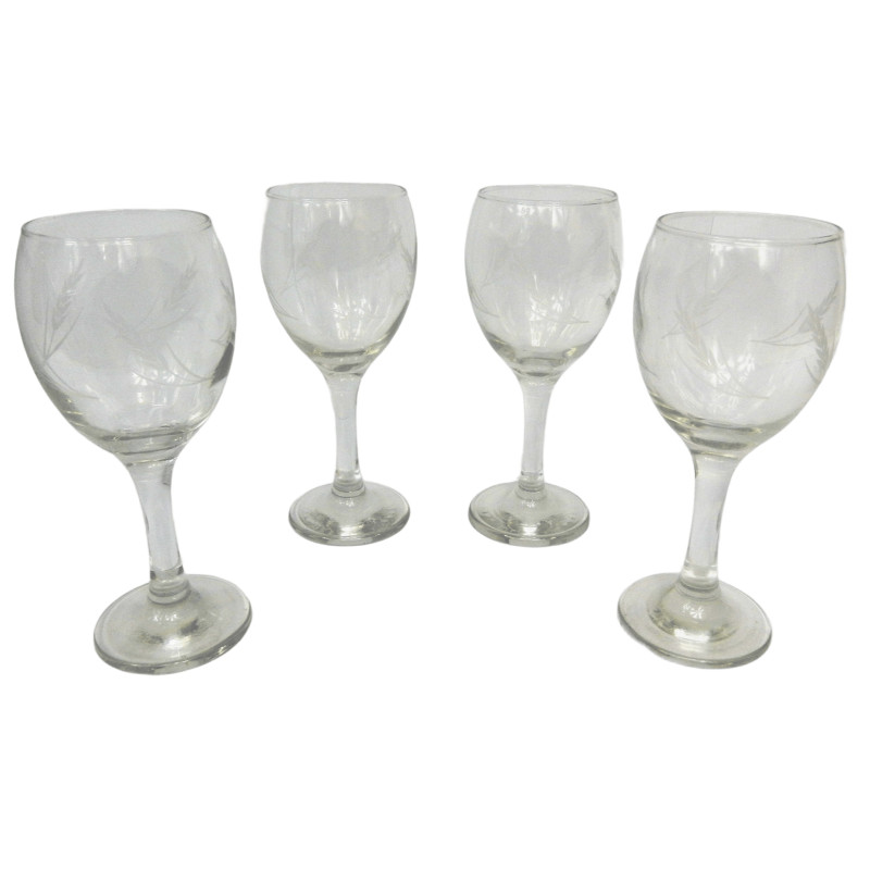 LOT 4 VERRES A VIN DECOR EPIS DE BLE