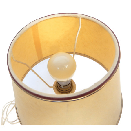 ANCIENNE LAMPE DE CHEVET PIED PORCELAINE DECOR FLEURS