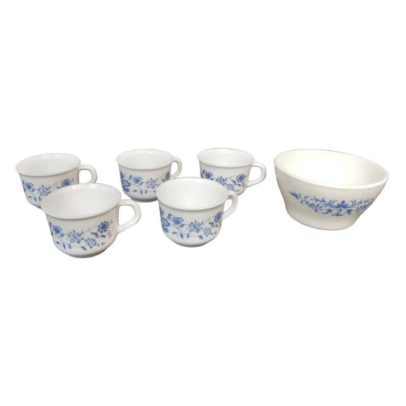 LOT 5 TASSES A CAFE ARCOPAL DECOR ASTER + 1 BOL SOVIREL