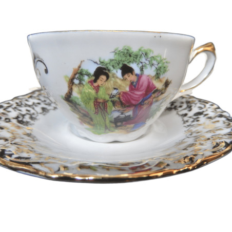 SERVICE A CAFE PORCELAINE ADP-R CAFETIERE 6 TASSES AVEC SOUCOUPES SUCRIER POT A LAIT