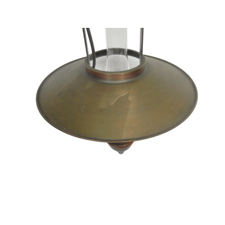 LUSTRE SUSPENSION BOIS METAL ET VERRE STYLE LAMPE A PETROLE