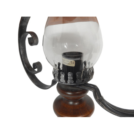 LUSTRE SUSPENSION BOIS METAL ET VERRE STYLE LAMPE A PETROLE
