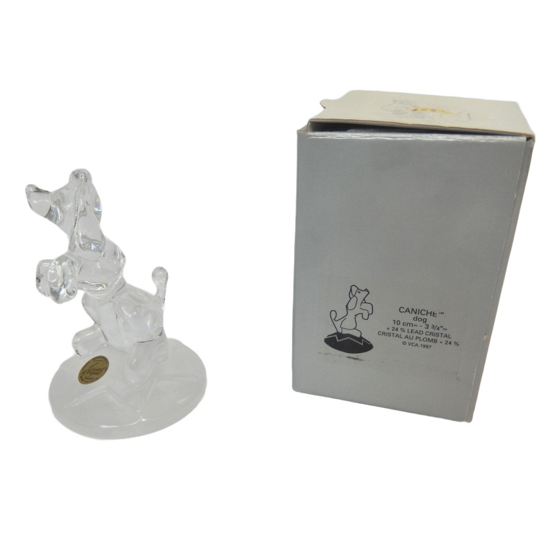 FIGURINE CULBUTO CHIEN CANICHE CRISTAL D'ARQUES