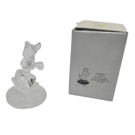 FIGURINE CULBUTO CHIEN CANICHE CRISTAL D'ARQUES