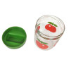 BOCAL POT EN VERRE LEVER DECOR POMMES ANNEES 70