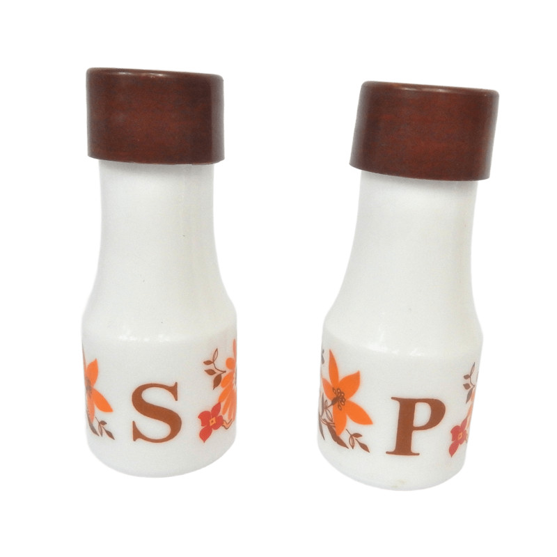ENSEMBLE SALIERE POIVRIERE EN OPALINE VINTAGE