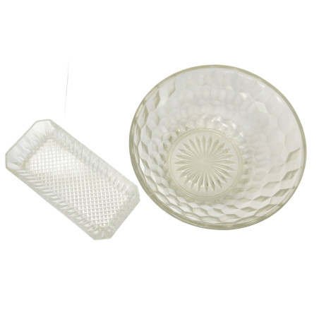 LOT SALADIER ET RAVIER EN VERRE VINTAGE