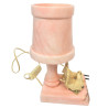 ANCIENNE LAMPE DE CHEVET EN ALBATRE ROSE DECOR COLOMBES