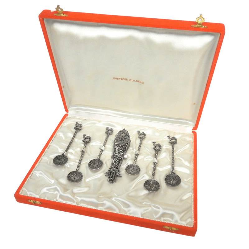 COFFRET SERVICE A THE 6 CUILLERES + PINCE A SUCRE ALGERIE