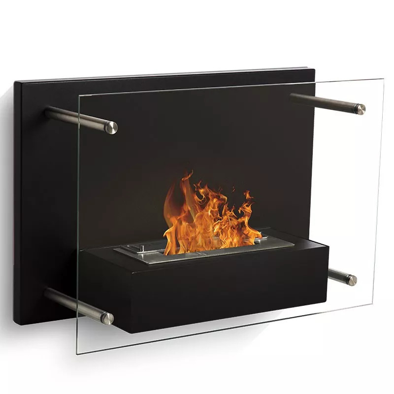 CHEMINEE BIO ETHANOL FIREGLASS 60X40CM MURALE OU A POSER