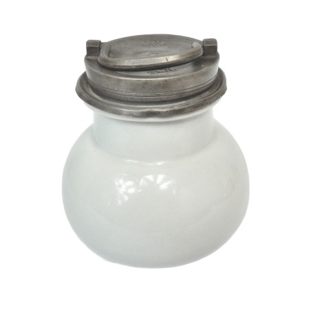 ANCIEN POT A BOUILLON SUSTENTEUR PORCELAINE ET ETAIN