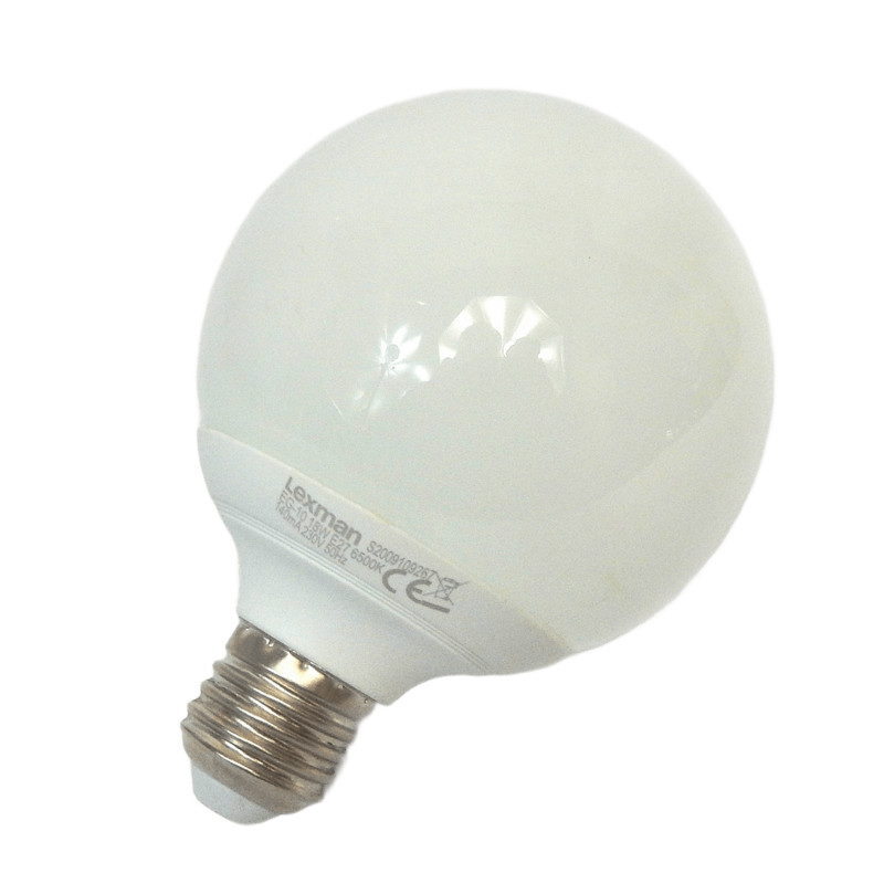 AMPOULE FLUOCOMPACTE FORME BOULE 18W E27 6500K LEXMAN