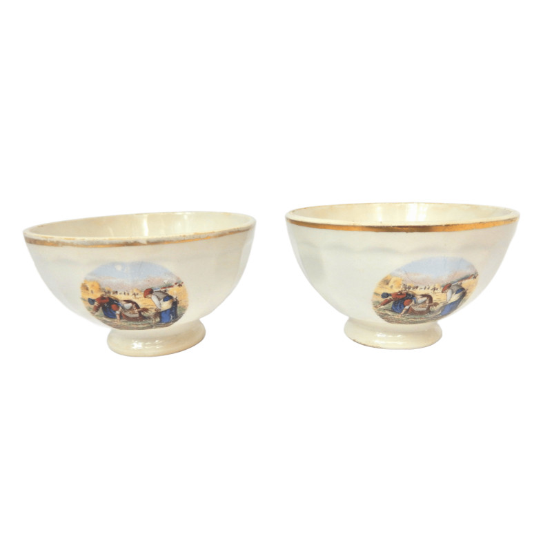 LOT 2 PETITS BOLS ANCIENS LES GLANEUSES ET L'ANGELUS PORCELAINE