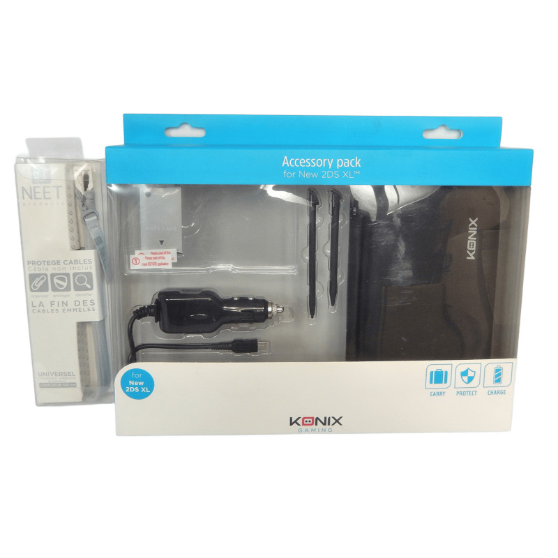 PACK D'ACCESSOIRES POUR CONSOLE NEW 2DS XL + PROTEGE CABLES