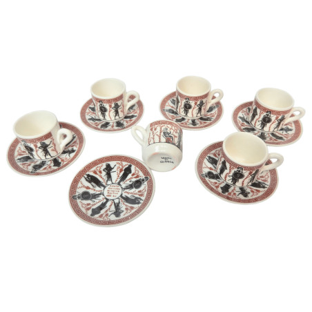 LOT 6 PETITES TASSES A CAFE AVEC SOUCOUPES GRECE