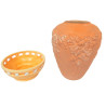 VASE ASPECT TERRE CUITE ET COUPELLE EN CERAMIQUE