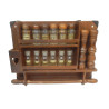 ETAGERE A EPICES EN BOIS 12 FLACONS VERRE VINTAGE