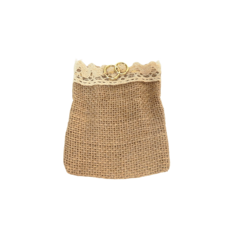 LOT 34 POCHETTES BOURSES TOILE DE JUTE POUR DRAGEES DE MARIAGE
