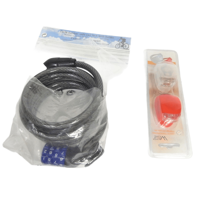 LOT ANTIVOL A COMBINAISON 1M80 + 2 ECLAIRAGES LED