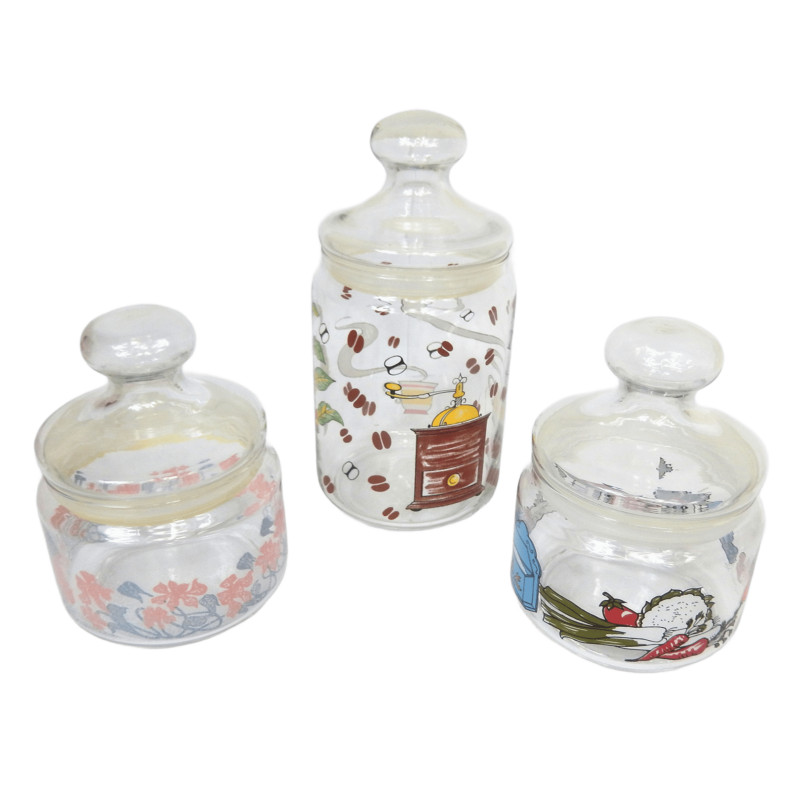 LOT 3 POTS HERMETIQUES EN VERRE