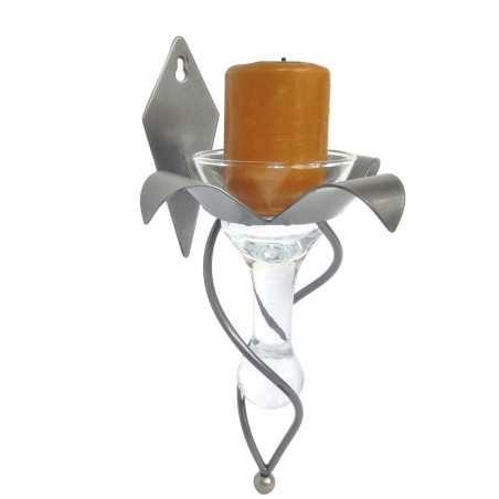 BOUGEOIR MURAL METAL ET VERRE