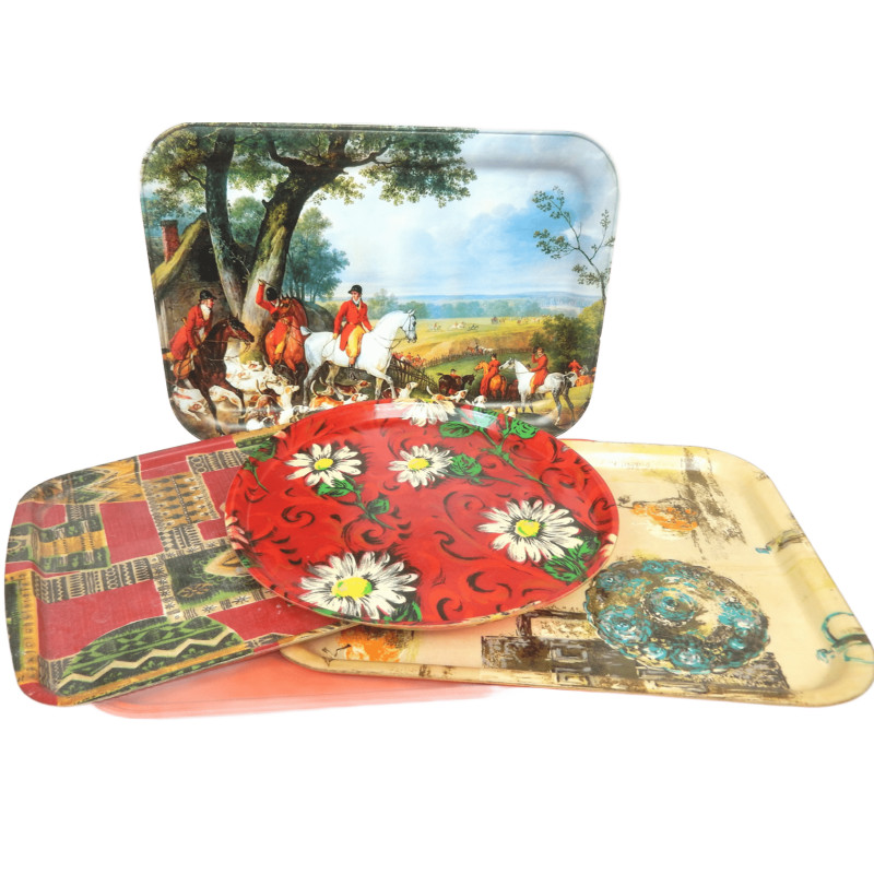 LOT 5 PLATEAUX DE SERVICE VINTAGES DIVERS