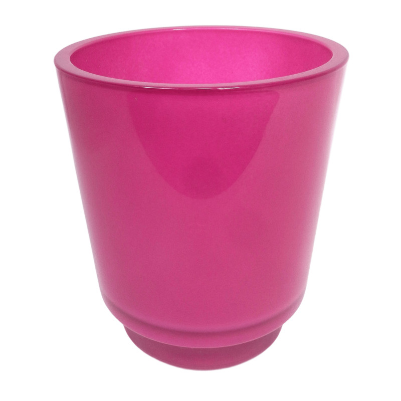 CACHE POT EN VERRE ROSE Ø15,5CM
