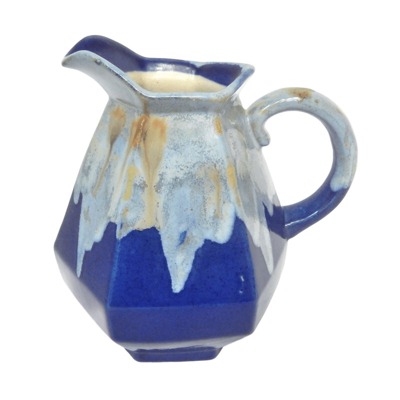 BEAU PICHET HEXAGONAL EN CERAMIQUE DECOR BLEU