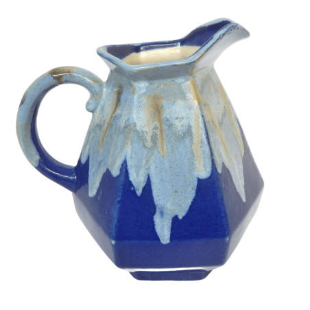 BEAU PICHET HEXAGONAL EN CERAMIQUE DECOR BLEU