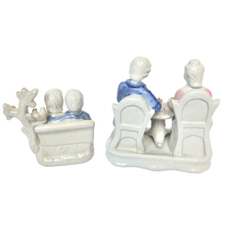 LOT 2 SUJETS COUPLE ASSIS EN CERAMIQUE N°2