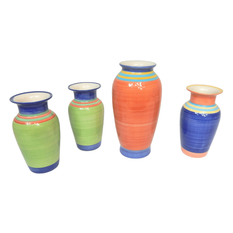 LOT 4 VASES MULTICOLORES EN CERAMIQUE