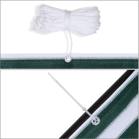 BRISE VUE DE BALCON TERRASSE RAYE VERT/BLANC 0.75X5.70M