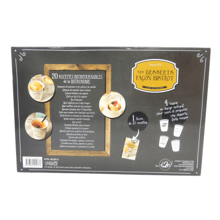 COFFRET DESSERTS GOURMANDS 4 TASSES + LIVRE 20 RECETTES
