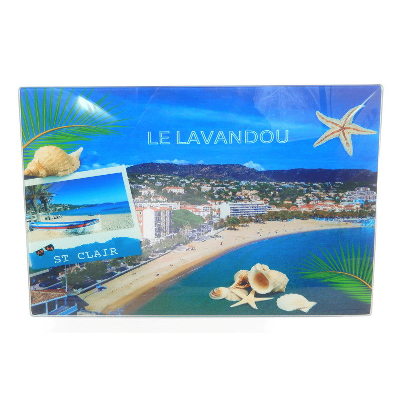 PLANCHE A DECOUPER VERRE 20X30CM DECOR LE LAVANDOU