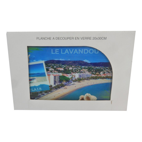 PLANCHE A DECOUPER VERRE 20X30CM DECOR LE LAVANDOU