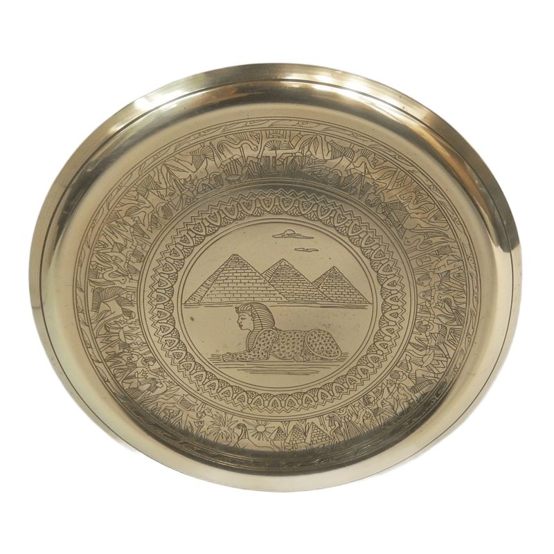 ASSIETTE MURALE EGYPTE SPHINX PYRAMIDES LAITON Ø17CM