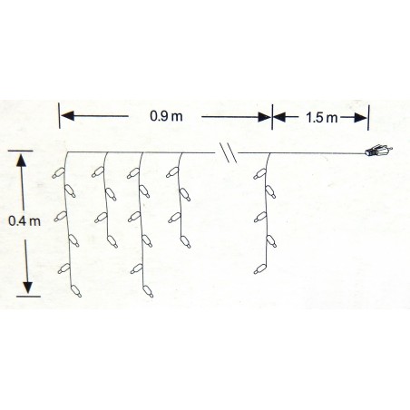 GUIRLANDE RIDEAU DE LUMIERE 50 AMPOULES CLAIRES 90X40CM