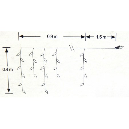 GUIRLANDE RIDEAU DE LUMIERE 50 AMPOULES CLAIRES 90X40CM