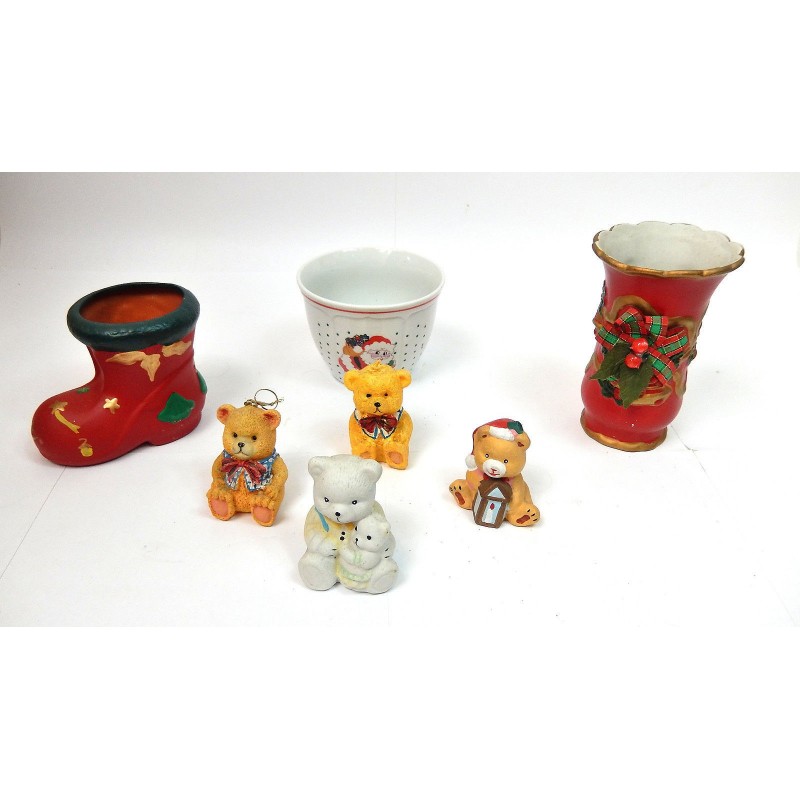 LOT DECOS NOËL VASE CACHE POT OURSONS