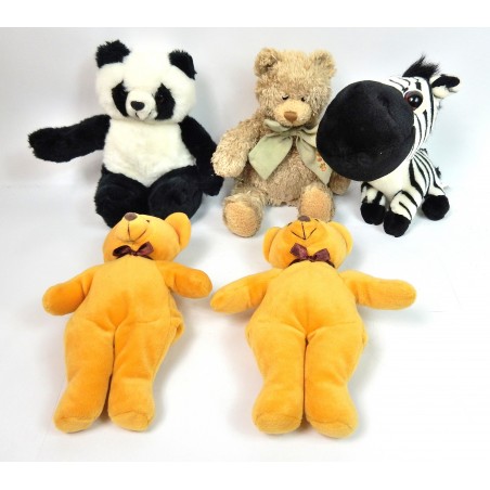 LOT DE 5 PELUCHES ASSORTIES