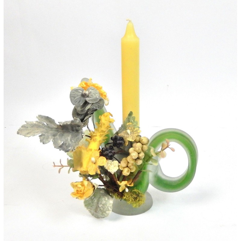 JOLI BOUGEOIR STYLE PATE DE VERRE AVEC GARNITURE JOLI BOUGEOIR STYLE PATE DE VERRE AVEC GARNITURE