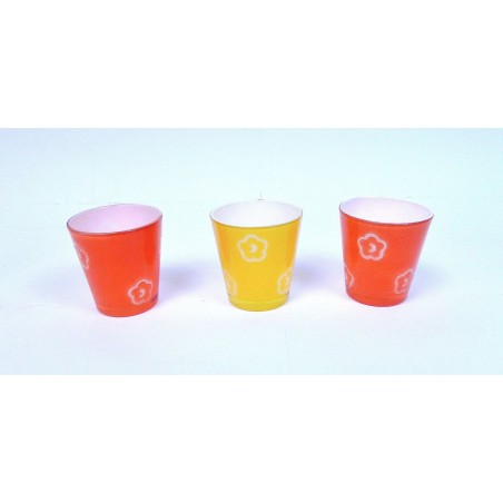 LOT DE 3 PHOTOPHORES EN VERRE ORANGE ET JAUNE