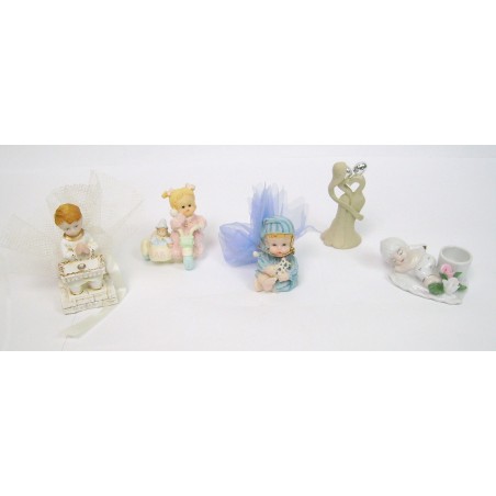 LOT DE 5 FIGURINES BIBELOTS EN RESINE ET CERAMIQUE