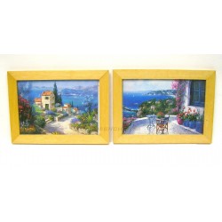 LOT 2 CADRES BOIS MAISONS PROVENCALES 22X16CM