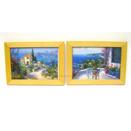 LOT 2 CADRES BOIS MAISONS PROVENCALES 22X16CM