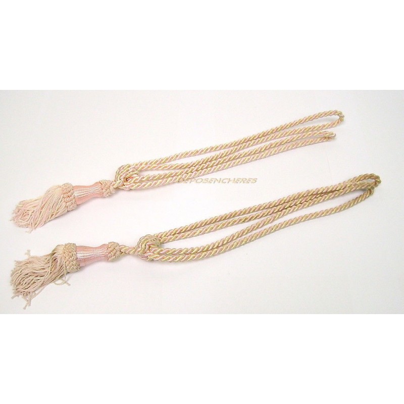 LOT 2 EMBRASES COLORIS ROSE ET BLANC 50CM POUR RIDEAU LOT 2 EMBRASES COLORIS ROSE ET BLANC 50CM POUR RIDEAU