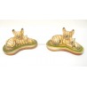 LOT DE 2 FIGURINES CHAT AVEC CHATON EN CERAMIQUE