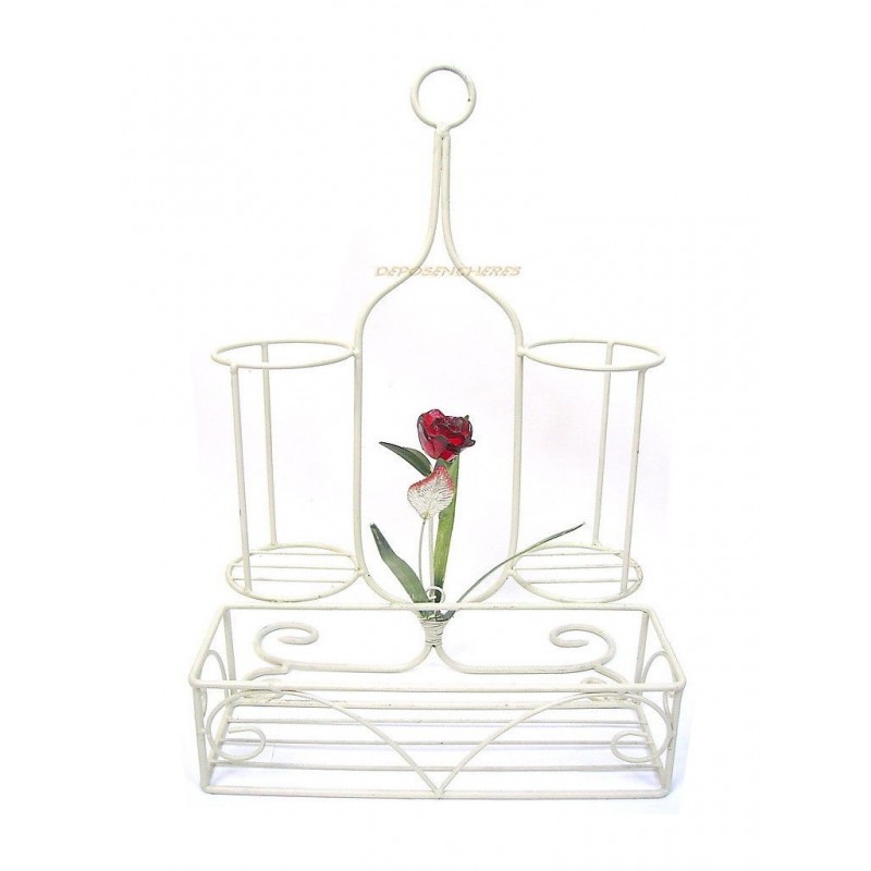 PORTE BOUTEILLES EN METAL AVEC DECOR FLEUR DE ROSE