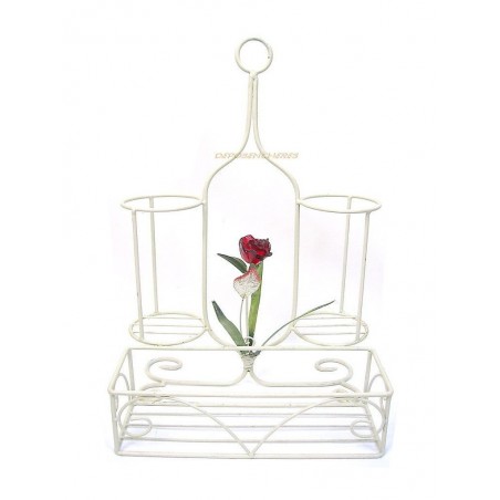 PORTE BOUTEILLES EN METAL AVEC DECOR FLEUR DE ROSE